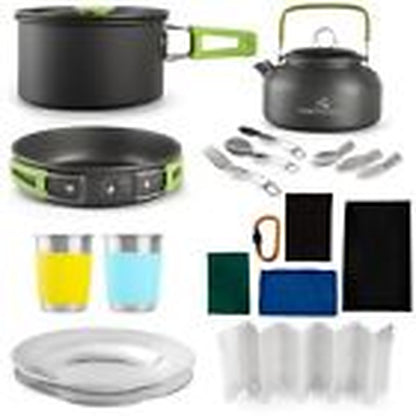 19 Pcs Camping Gear Must Haves, Camping Stove, Camping Cooking Set, Campfire